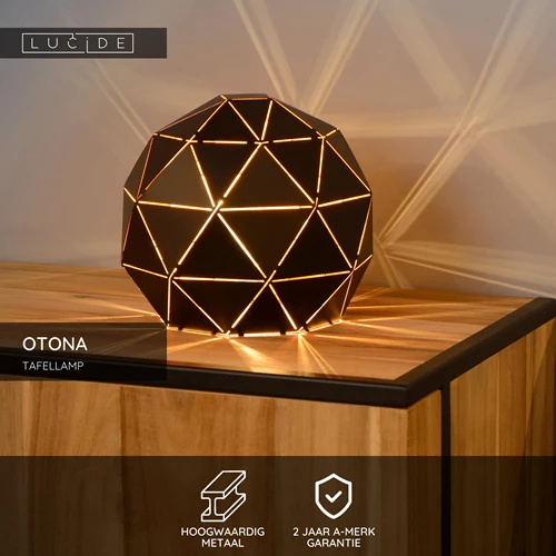 Lucide OTONA - Tafellamp - Ø 25 cm - 1xE27 - Zwart - USP